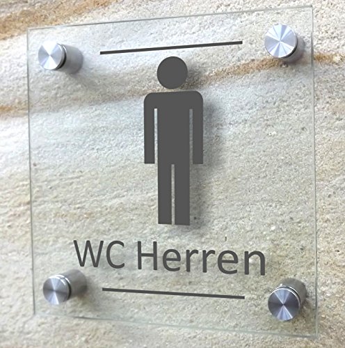 Lausitzwerbung WC Schild Herren Toilettenschild Herren WC Toilette Glasschild 15 x 15 cm (Design G) von Lausitzwerbung