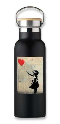 Banksy Girl with Balloon Red Heart Art Isolierflasche, Ökoflasche, Kaffeetasse von Lauthings