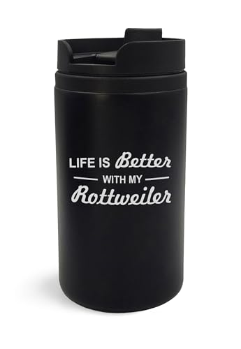 Life Is Better With My Rottweiler Dog Gravierter Kunst Reisebecher Isoliert von Lauthings