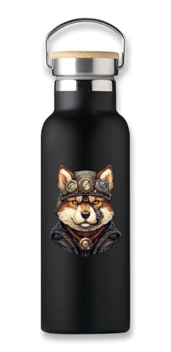 Shiba Inu Dog Steampunk Art Fashion Isolierflasche, Ökoflasche, Kaffee-Thermobecher von Lauthings