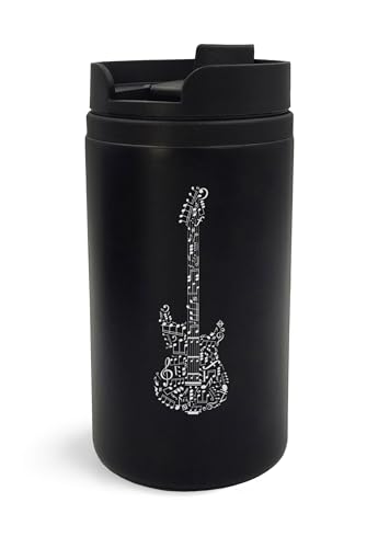 Thermobecher mit Gravur "Gitarre aus Musiknoten" von Lauthings