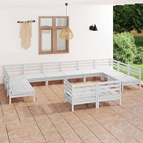 Haus & Garten, Möbel: 12-teiliges Garten-Lounge-Set, weiß, Massivholz, Kiefer von Lauuoeriau
