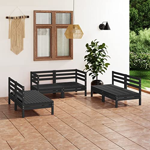 Home & Garden,Furniture-6-teiliges Garten-Lounge-Set, schwarz, massives Kiefernholz Home & Garden,Furniture-6-teiliges Garten-Lounge-Set, schwarz, massives Kiefernholz von Lauuoeriau