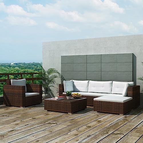 Home & Garden,Furniture-6-teiliges Garten-Lounge-Set mit Kissen, Polyrattan, braun Home & Garden,Furniture-6-teiliges Garten-Lounge-Set mit Kissen, Polyrattan, braun von Lauuoeriau