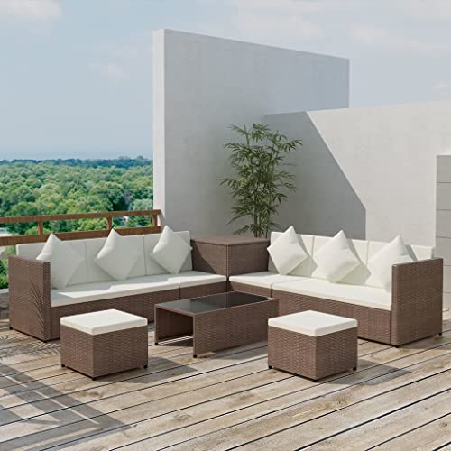 Home & Garden,Furniture-8-teiliges Garten-Lounge-Set mit Kissen, Polyrattan, braun Home & Garden,Furniture-8-teiliges Garten-Lounge-Set mit Kissen, Polyrattan, braun von Lauuoeriau