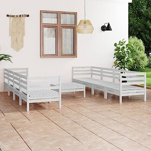 Home & Garden,Furniture-9-teiliges Garten-Lounge-Set, weiß, massives Kiefernholz Home & Garden,Furniture-9-teiliges Garten-Lounge-Set, weiß, massives Kiefernholz von Lauuoeriau