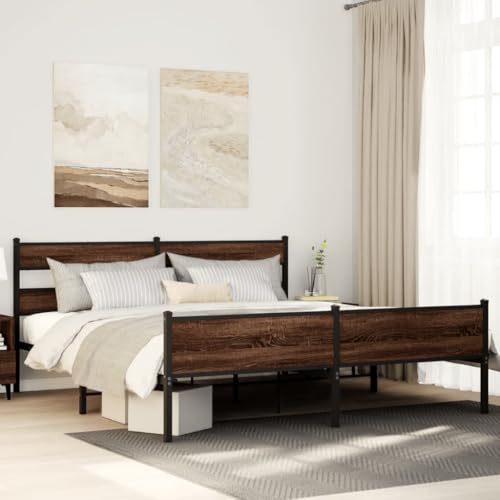 Lauuoeriau Furniture Item Home Metallbettrahmen ohne Matratze Braun Eiche 193x203 cm Möbel Lauuoeriau Furniture Item Home Metallbettrahmen ohne Matratze Braun Eiche 193x203 cm Möbel von Lauuoeriau