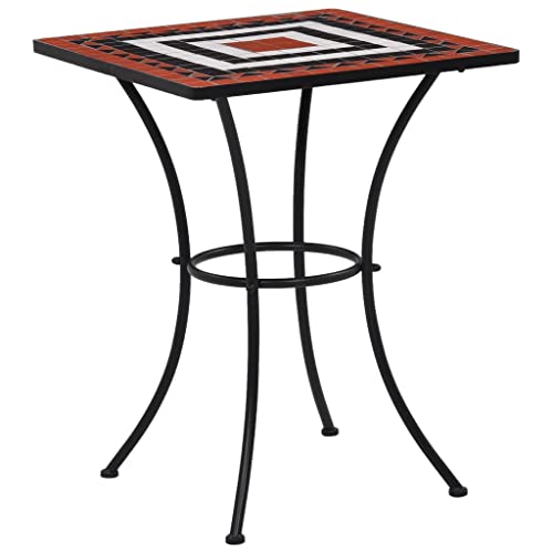 Lauuoeriau Furniture Item Home Mosaik Bistrotisch Terrakotta und Weiß 60 cm Keramik-Möbel von Lauuoeriau