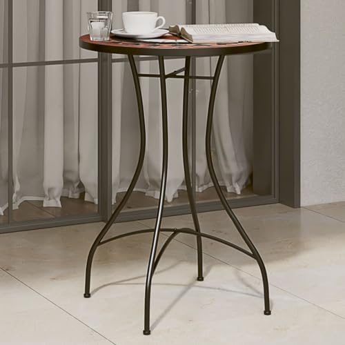 Lauuoeriau Furniture Item Home Mosaik Bistrotisch Terrakotta und Weiß Ø50x70cm Keramik-Möbel von Lauuoeriau