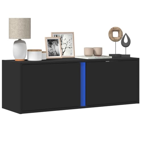 Lauuoeriau Furniture Item Home TV Wandschrank mit LED-Leuchten Schwarz 100x31x35 cm Möbel von Lauuoeriau