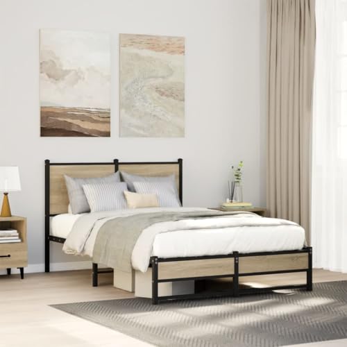 Lauuoeriau Furniture Item home Bettgestell aus Metall ohne Matratze Eiche Sonoma 120 x 190 cm Small Double -F Lauuoeriau Furniture Item home Bettgestell aus Metall ohne Matratze Eiche Sonoma 120 x 190 cm Small Double -F von Lauuoeriau