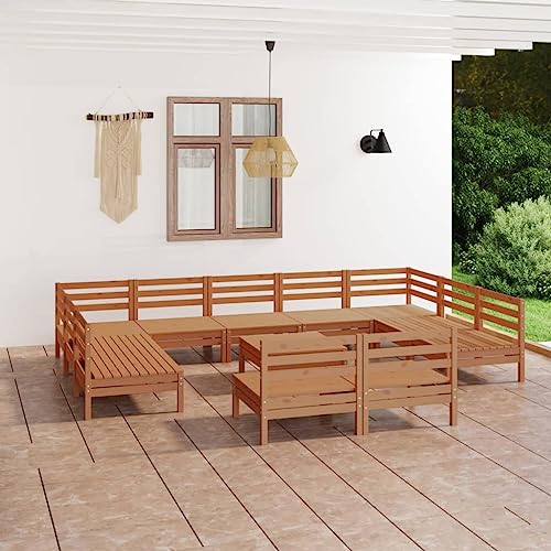 Lauuoeriau Haus & Garten, Möbel, 12-teiliges Garten-Lounge-Set, Braun, Massivholz, Kiefer Lauuoeriau Haus & Garten, Möbel, 12-teiliges Garten-Lounge-Set, Braun, Massivholz, Kiefer von Lauuoeriau