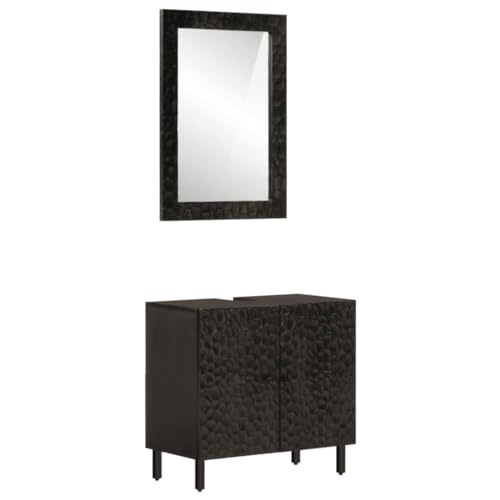 Lauuoeriau Haus & Garten, Möbel, 2-teiliges Badezimmerschrank-Set, Massivholz, Mango von Lauuoeriau