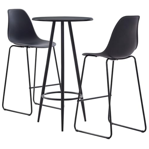 Lauuoeriau Haus & Garten, Möbel, 3-teiliges Bar-Set, Kunststoff, Schwarz von Lauuoeriau