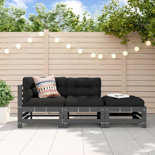 Lauuoeriau Haus & Garten, Möbel, 3-teiliges Garten-Lounge-Set, Grau, Massivholz, Kiefer Lauuoeriau Haus & Garten, Möbel, 3-teiliges Garten-Lounge-Set, Grau, Massivholz, Kiefer von Lauuoeriau