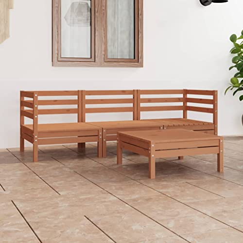 Lauuoeriau Haus & Garten, Möbel, 4-teiliges Garten-Lounge-Set, braun, massives Kiefernholz Lauuoeriau Haus & Garten, Möbel, 4-teiliges Garten-Lounge-Set, braun, massives Kiefernholz von Lauuoeriau