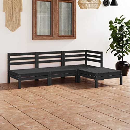 Lauuoeriau Haus & Garten, Möbel, 4-teiliges Garten-Lounge-Set, massives Kiefernholz, Schwarz Lauuoeriau Haus & Garten, Möbel, 4-teiliges Garten-Lounge-Set, massives Kiefernholz, Schwarz von Lauuoeriau