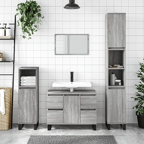 Lauuoeriau Haus & Garten, Möbel-Badschrank, grau, Sonoma, 30 x 30 x 100 cm, Holzwerkstoff Lauuoeriau Haus & Garten, Möbel-Badschrank, grau, Sonoma, 30 x 30 x 100 cm, Holzwerkstoff von Lauuoeriau