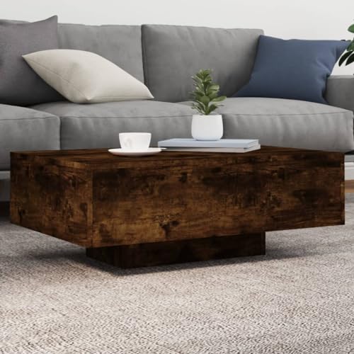 Lauuoeriau Haus & Garten, Möbel-Coffee Tisch mit LED-Lichtern, Raucheiche, 85 x 55 x 31 cm von Lauuoeriau