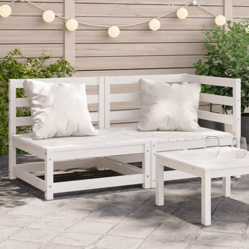 Lauuoeriau Haus & Garten, Möbel-Garten-Sofa, 2-Sitzer, weiß, Massivholz, Kiefer von Lauuoeriau