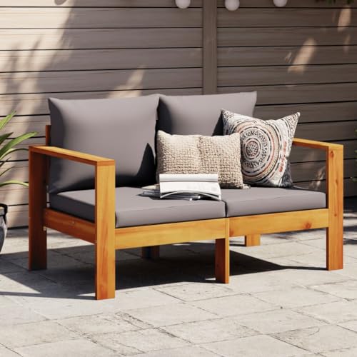 Lauuoeriau Haus & Garten, Möbel-Garten-Sofa mit Kissen, 2-Sitzer, Massivholz, Akazie von Lauuoeriau