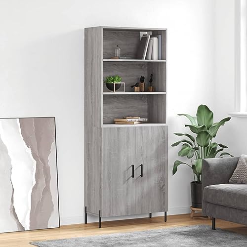 Lauuoeriau Haus & Garten, Möbel-Highboard grau Sonoma 69,5x34x180 cm Holzwerkstoff von Lauuoeriau