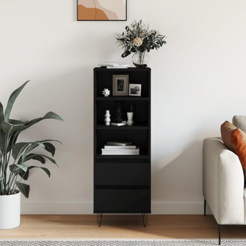 Lauuoeriau Haus & Garten, Möbel-Highboard schwarz 40x36x110 cm Holzwerkstoff von Lauuoeriau