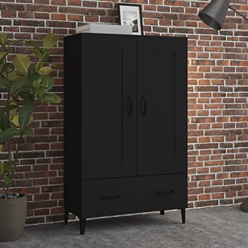 Lauuoeriau Haus & Garten, Möbel-Highboard schwarz 70x31x115 cm Holzwerkstoff von Lauuoeriau
