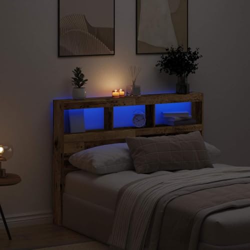 Lauuoeriau Haus & Garten, Möbel-Kopfteilschrank mit LED, Altes Holz, 140 x 17 x 102 cm Lauuoeriau Haus & Garten, Möbel-Kopfteilschrank mit LED, Altes Holz, 140 x 17 x 102 cm von Lauuoeriau