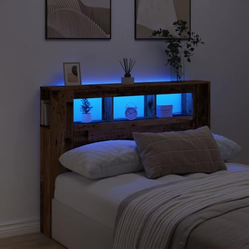 Lauuoeriau Haus & Garten, Möbel-LED-Kopfteil, Altes Holz, 140 x 18,5 x 103,5 cm, Holzwerkstoff Lauuoeriau Haus & Garten, Möbel-LED-Kopfteil, Altes Holz, 140 x 18,5 x 103,5 cm, Holzwerkstoff von Lauuoeriau