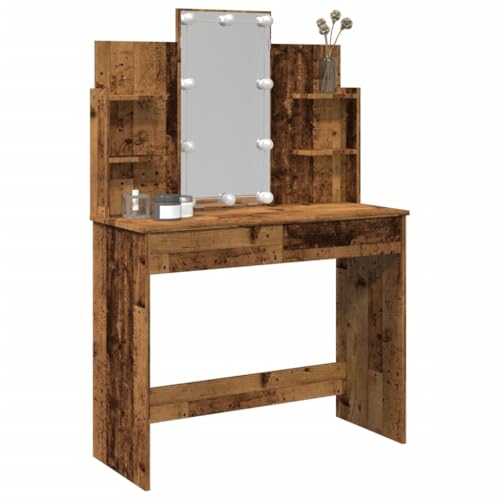 Lauuoeriau Haus & Garten, Möbel-Schminktisch mit LED-Lichtern, Altes Holz, 96 x 40 x 142 cm Lauuoeriau Haus & Garten, Möbel-Schminktisch mit LED-Lichtern, Altes Holz, 96 x 40 x 142 cm von Lauuoeriau