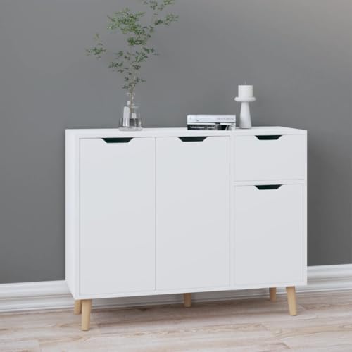 Lauuoeriau Haus & Garten, Möbel-Sideboard Hochglanz Weiß 90x30x72 cm Holzwerkstoff von Lauuoeriau