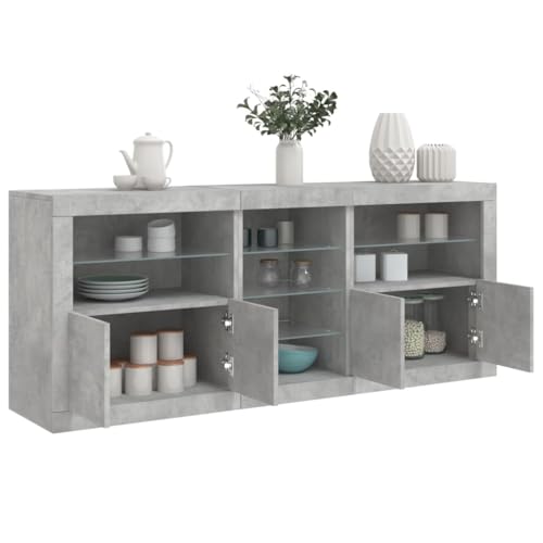 Lauuoeriau Haus & Garten, Möbel-Sideboard mit LED-Lichtern, Betongrau, 181,5 x 37 x 67 cm von Lauuoeriau