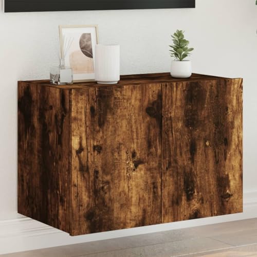 Lauuoeriau Haus & Garten, Möbel-TV-Wandschrank mit LED-Lichtern, Räuchereiche, 60 x 35 x 41 cm von Lauuoeriau