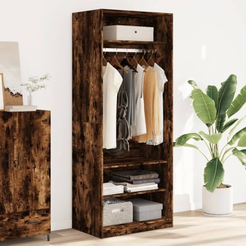 Lauuoeriau Haus & Garten, Möbel-Warderobe, Räuchereiche, 80 x 50 x 200 cm, Holzwerkstoff von Lauuoeriau