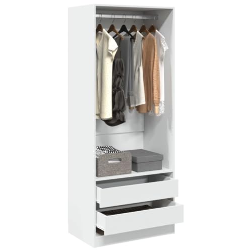 Lauuoeriau Haus & Garten, Möbel-Warderobe, weiß, 80 x 50 x 200 cm, Holzwerkstoff von Lauuoeriau