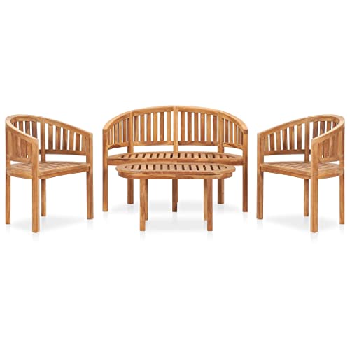 Lauuoeriau Haus & Garten, Möbel: 4-teiliges Bananen-Garten-Lounge-Set, massives Teakholz Lauuoeriau Haus & Garten, Möbel: 4-teiliges Bananen-Garten-Lounge-Set, massives Teakholz von Lauuoeriau