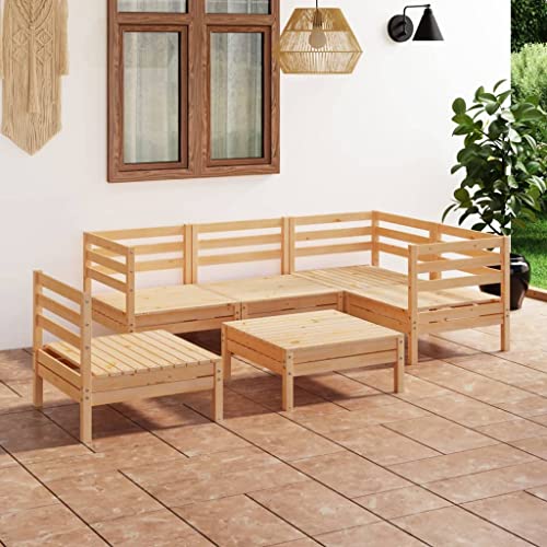 Lauuoeriau Haus & Garten, Möbel: 6-teiliges Garten-Lounge-Set, massives Kiefernholz von Lauuoeriau