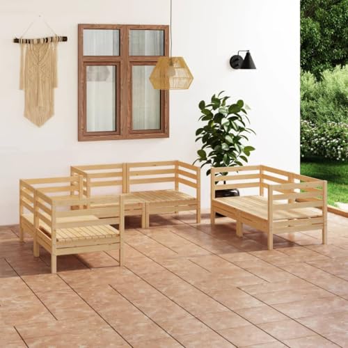 Lauuoeriau Haus & Garten, Möbel: 6-teiliges Garten-Lounge-Set, massives Kiefernholz von Lauuoeriau