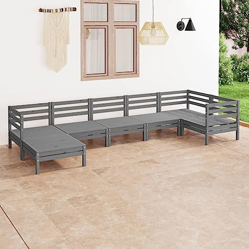Lauuoeriau Haus & Garten, Möbel: 7-teiliges Garten-Lounge-Set, Massivholz, Kieferngrau Lauuoeriau Haus & Garten, Möbel: 7-teiliges Garten-Lounge-Set, Massivholz, Kieferngrau von Lauuoeriau