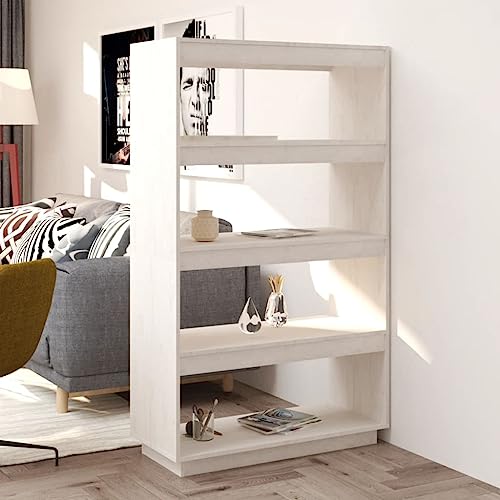 Lauuoeriau Haus & Garten Möbel-Bücherschrank Raumteiler Weiß 80x35x135cm Kiefer massiv von Lauuoeriau