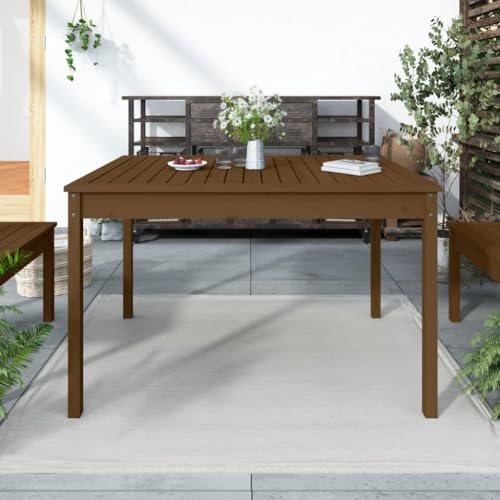 Lauuoeriau Haus & Garten Möbel-Gartentisch braun 121x82,5x76cm Kiefer Massivholz von Lauuoeriau