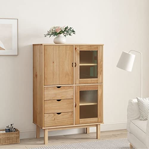 Lauuoeriau Haus & Garten Möbel-Highboard OTTA 85x43x125 cm Massivholz Kiefer von Lauuoeriau