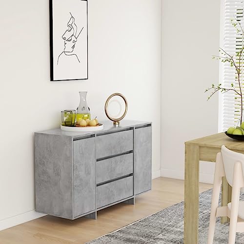 Lauuoeriau Haus & Garten Möbel-Sideboard mit 3 Schubladen Betongrau 120x41x75cm Holzwerkstoff von Lauuoeriau