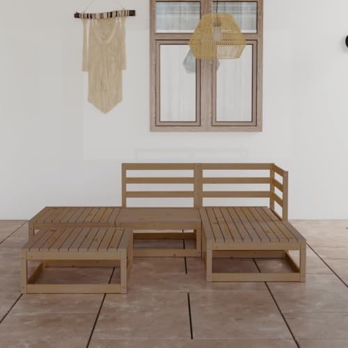 Lauuoeriau Home & Garden,Furniture-5-teiliges Garten-Lounge-Set, braun, massives Kiefernholz Lauuoeriau Home & Garden,Furniture-5-teiliges Garten-Lounge-Set, braun, massives Kiefernholz von Lauuoeriau