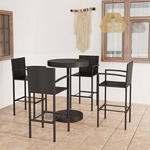 Lauuoeriau Home & Garden,Furniture-5-teiliges Gartenbar-Set Polyrattan schwarz von Lauuoeriau