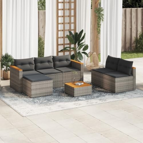 Lauuoeriau Home & Garden,Furniture-5-teiliges Gartensofa-Set mit Kissen, Polyrattan-Akazie, Grau Lauuoeriau Home & Garden,Furniture-5-teiliges Gartensofa-Set mit Kissen, Polyrattan-Akazie, Grau von Lauuoeriau