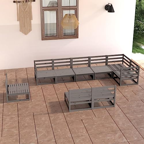 Lauuoeriau Home & Garden,Furniture-9-teiliges Garten-Lounge-Set, grau, massives Kiefernholz Lauuoeriau Home & Garden,Furniture-9-teiliges Garten-Lounge-Set, grau, massives Kiefernholz von Lauuoeriau