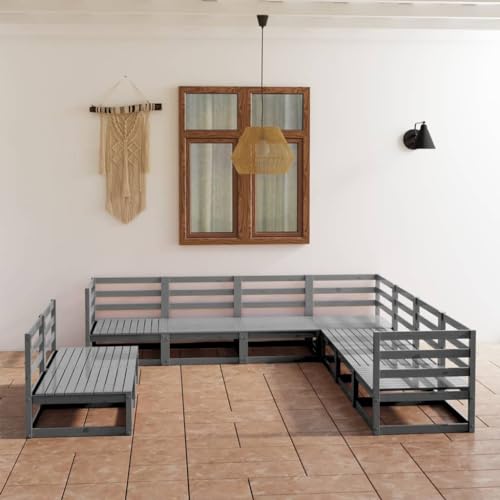 Lauuoeriau Home & Garden,Furniture-9-teiliges Garten-Lounge-Set, grau, massives Kiefernholz Lauuoeriau Home & Garden,Furniture-9-teiliges Garten-Lounge-Set, grau, massives Kiefernholz von Lauuoeriau