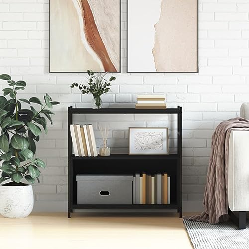 Lauuoeriau Home & Garden,Furniture-Bookshelf Black 80x30x78.5 cm Engineered Wood and Iron von Lauuoeriau